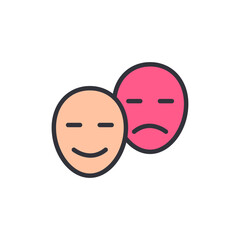 Bipolar disorder colored icons, minimalist vector illustration ,simple transparent graphic element .Isolated on white background