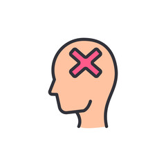 Mental health colored icons, minimalist vector illustration ,simple transparent graphic element .Isolated on white background