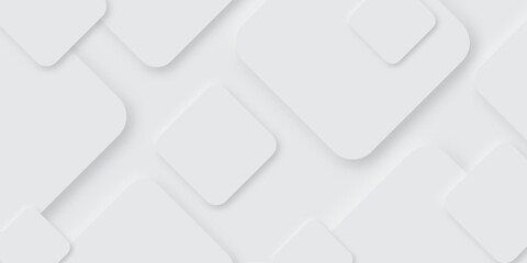 Abstract grey geometric overlapping squared background Neomorphs style. Presentation slide template. Vector circles design Object web Round shape clean modern poster, banner background Vector	