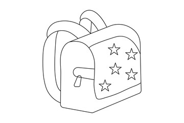 Single line art school bag sketch  minimalist vector outline for education concept

