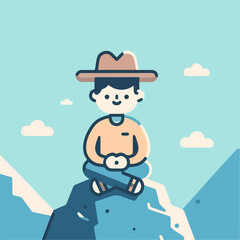 illustration of a person sitting on a rock alone