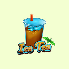 Ice tea illustration for post design with editable text