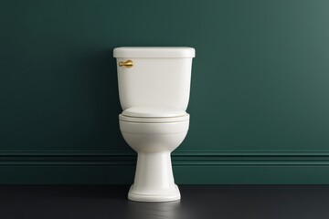 Elegant White Toilet Against Dark Green Wall for Home Interiors