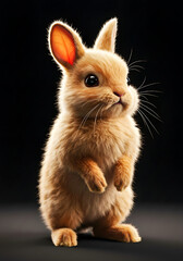 Obraz premium black and white kitten, Fluffy Baby Bunny on Black Background – Cute Animal Photography