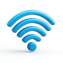 Blue wifi symbol rendered design isolated on white background