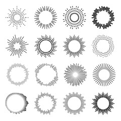 Set circular equalizer. Audio waves for music sounds. Abstract radial radio and voice volume symbol.