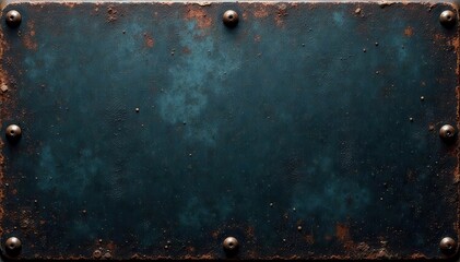 Dark metal plate, riveted surface, grunge texture, worn, plate