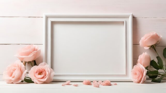 frame mockup with flowers