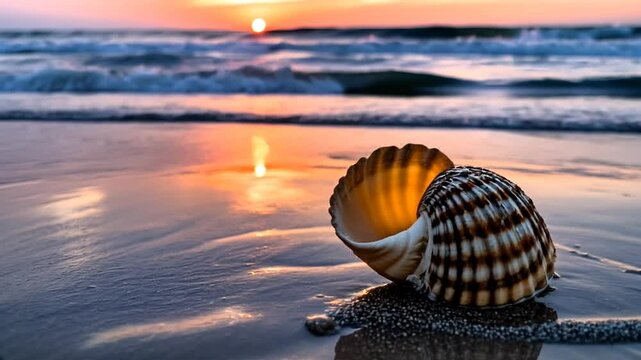 sea shell sunset on the beach
