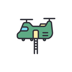 Helicopter colored icons, minimalist vector illustration ,simple transparent graphic element .Isolated on white background