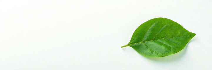 Obraz premium Single leaf resting against a bright white canvas, plant, leaf, nature