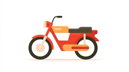 Fototapeta premium Colorful Retro Motorcycle Illustration in Flat Design Style