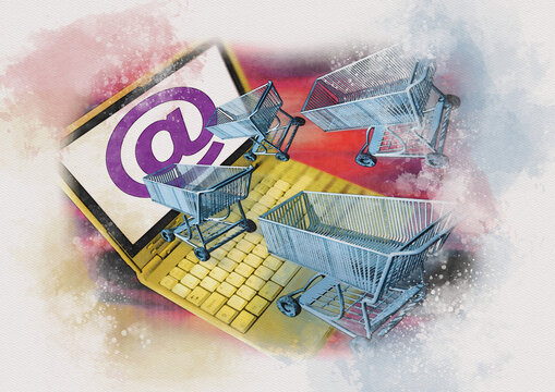 Online shopping, conceptual illustration