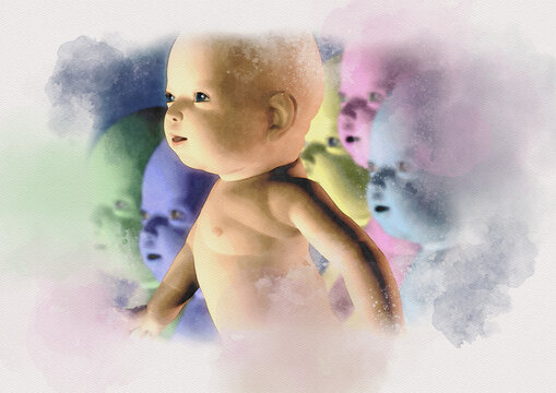 Designer babies, conceptual illustration