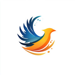 Fototapeta premium Vibrant Bird Emblem Design: Dynamic Wings and Fluid Strokes for Modern Branding and Company Identity Symbolism