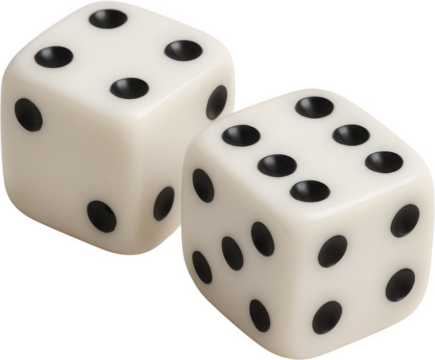 Two Realistic Dice Isolated on Transparent Background