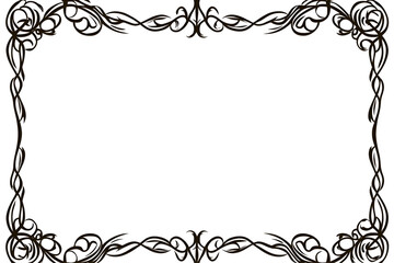 Elegant Gold Frame Border with Black Isolated Background Png Illustration