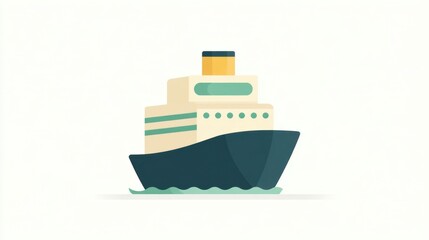 Obraz premium Colorful Minimalist Illustration of a Cruise Ship on Calm Waters