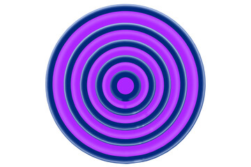 3d purple, circle, target, circle, round, dot, spiral icon, symbol, sign, button, circle on white background. Decoration element