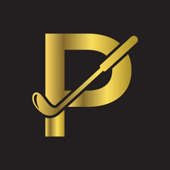 Golf Logo combine with letter P vector template