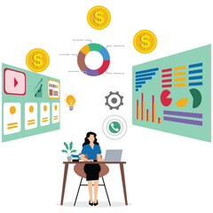 Female developer working on data analytics