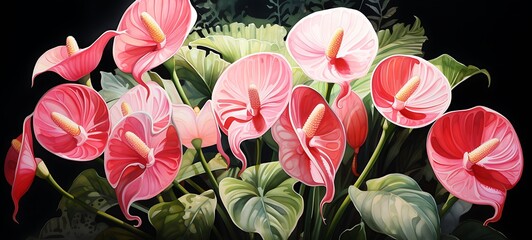 Mini world of anthurium in round magic protector, ai generative
