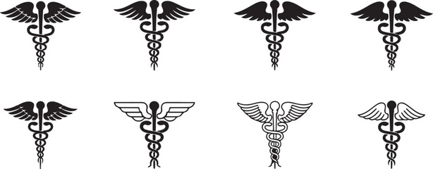 Eight Variations of the Caduceus Medical Symbol