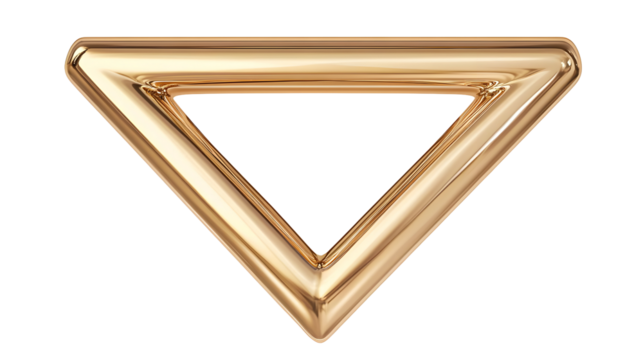 Golden Triangle Geometric Shape Illustration Isolated On Transparent Background - Powered by Adobe
