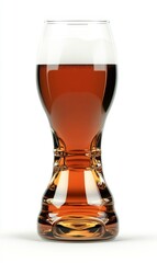 Isolated Amber Beer Glass Against White Background