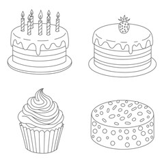 Pastry shop logo. Set of black cupcakes, muffin logo. Vector illustrations isolated on white background. Can be used as icon, sign or symbol - cupcake silhouette, cake, sweet pastries, muffin.