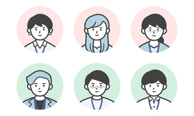 オフィスカジュアル姿の男女のアイコンセット