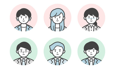 スーツ姿の男女のアイコンセット