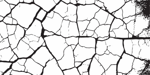 White Surface Texture In Pieces.Grey plaster facade house wall with dark cracks.White black grey concrete wall, floor with cracks, texture background, cracked paint