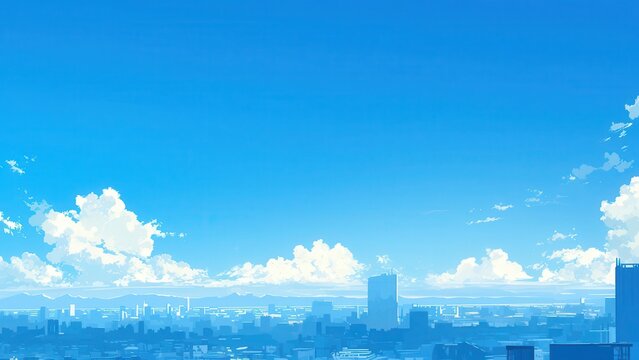 夏空の下に広がる都市の風景_1