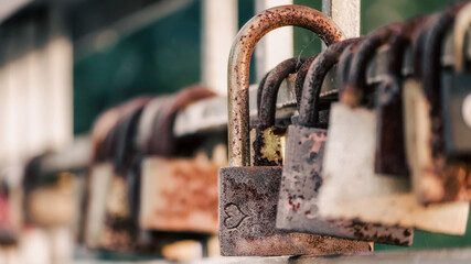 old iron padlock close up