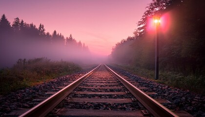 railway in sunset