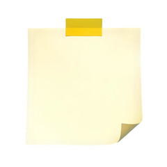 Paper note with stick tape isolated on transparent background png