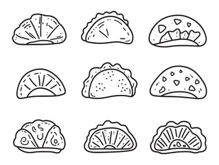 Minimalist Empanada Vector Line Art for Food Lovers