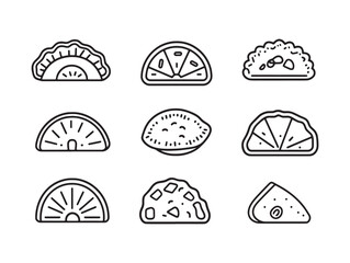 Traditional Empanada Filled Pastry Line Drawing Vector Design
