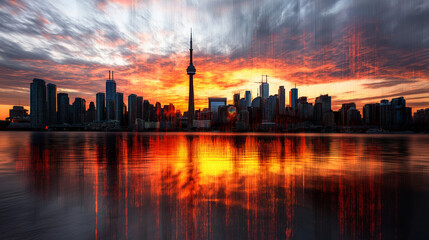 Fototapeta premium Navigating trade wars examining inflation's impact on the global economy in toronto's vibrant skyline