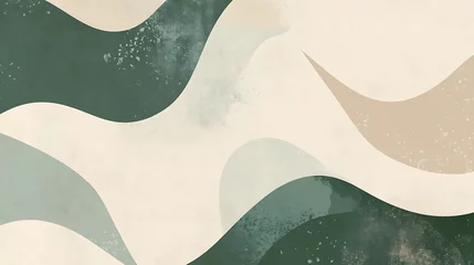 Fotobehang Abstract Green Beige Waves Background. © MASJAB