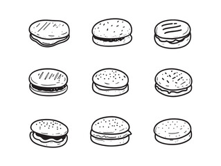 Vintage style english muffin outline for food packaging
