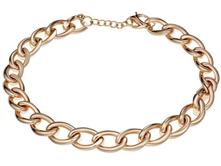 Isolated Gold Necklace On Transparent Background Photo Studio Shot