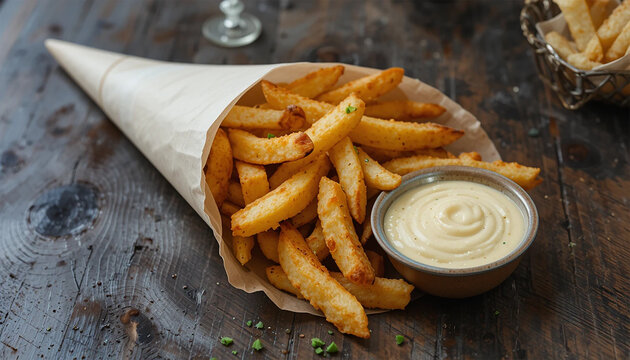 French fries with mayonaise sauce