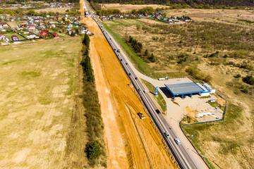 Reconstruction of the federal highway M-3 near the village of Spas-Zagorye, Kaluga region, Russia....