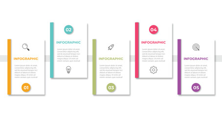 Timeline Creator infographic template. 5 Step timeline journey, calendar Flat simple infographics design template. presentation graph. Business concept with 5 options, gantt vector illustration.