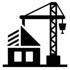 Crane building icon vector on white background.