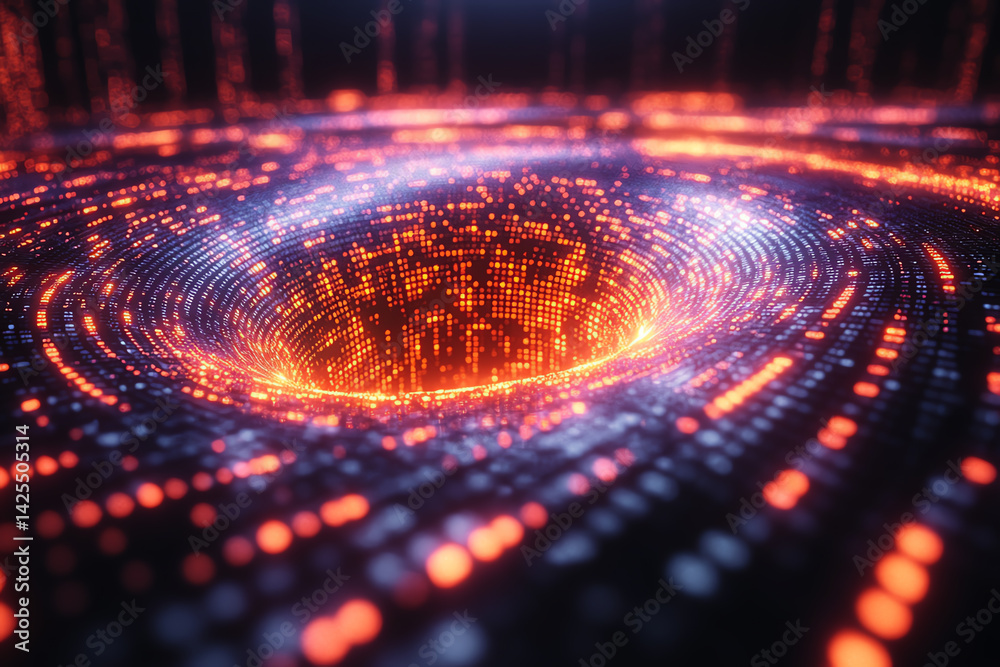 Leinwandbilder a captivating swirl of digital data streams illuminated by vibrant colors, representing the concept 
