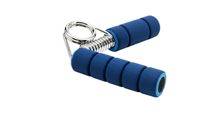 Hand Grip Strengthener with Blue Foam Handles Transparent Background

