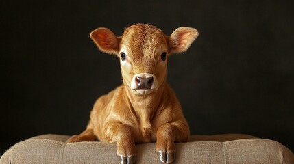Adorable Calf on Furniture